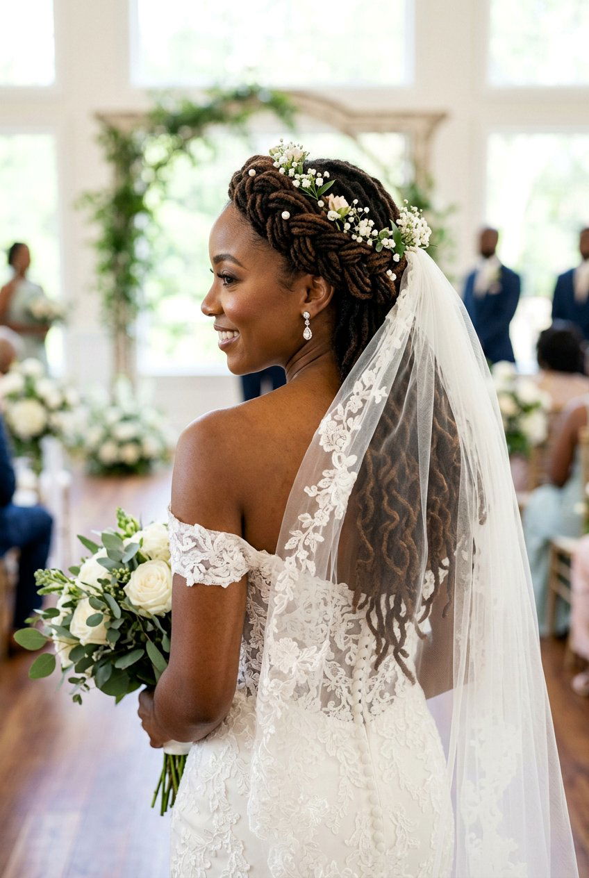 Loc Crown Braid For Bride - 20 bridal loc styles - 20 bridal loc styles