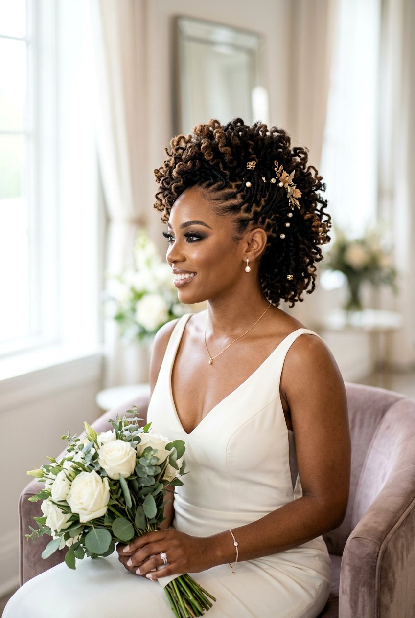 Loc Faux Hawk Bridal Hairstyle - 20 bridal loc styles - 20 bridal loc styles