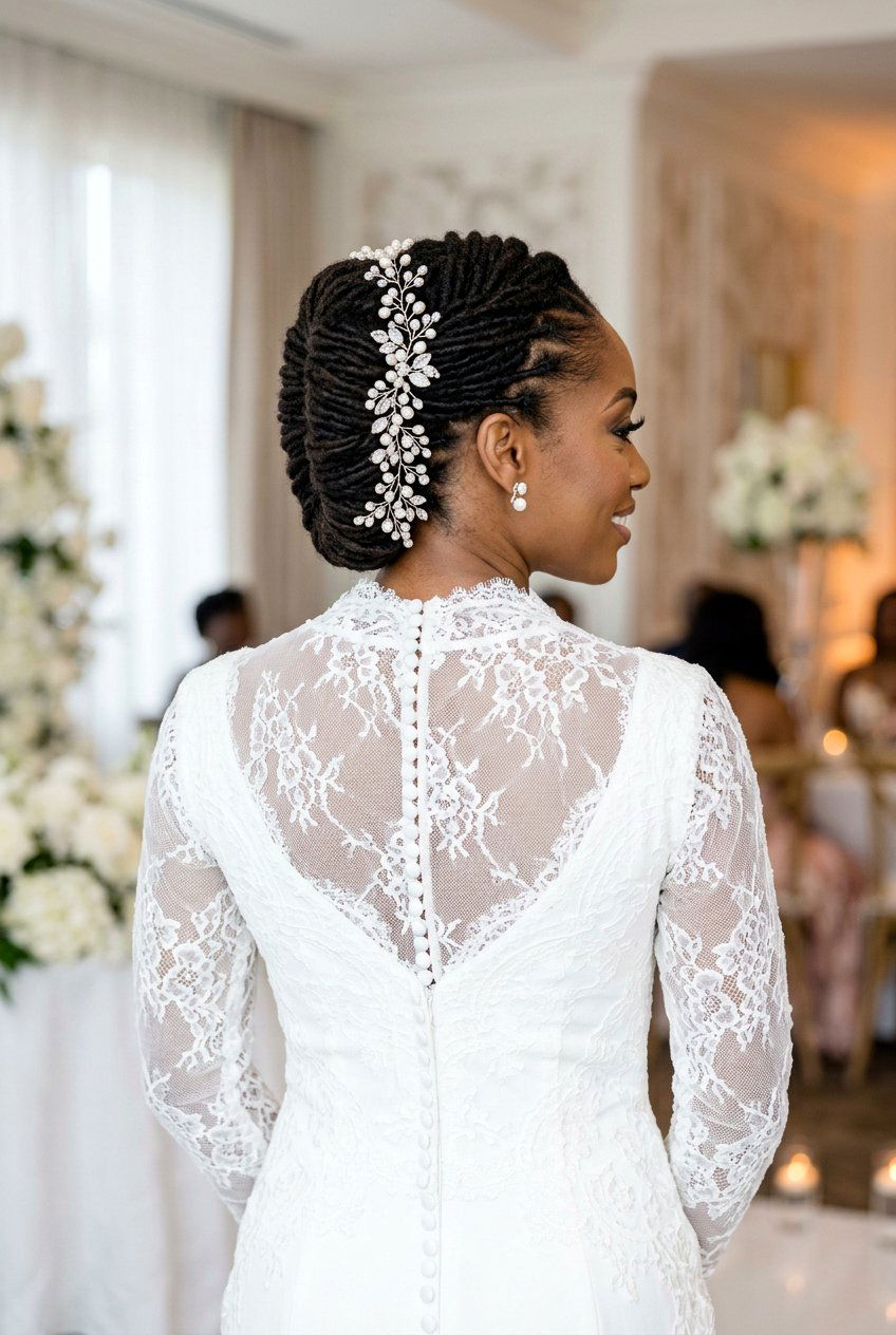 Loc French Twist - 20 bridal loc updo styles - 20 bridal loc updo styles