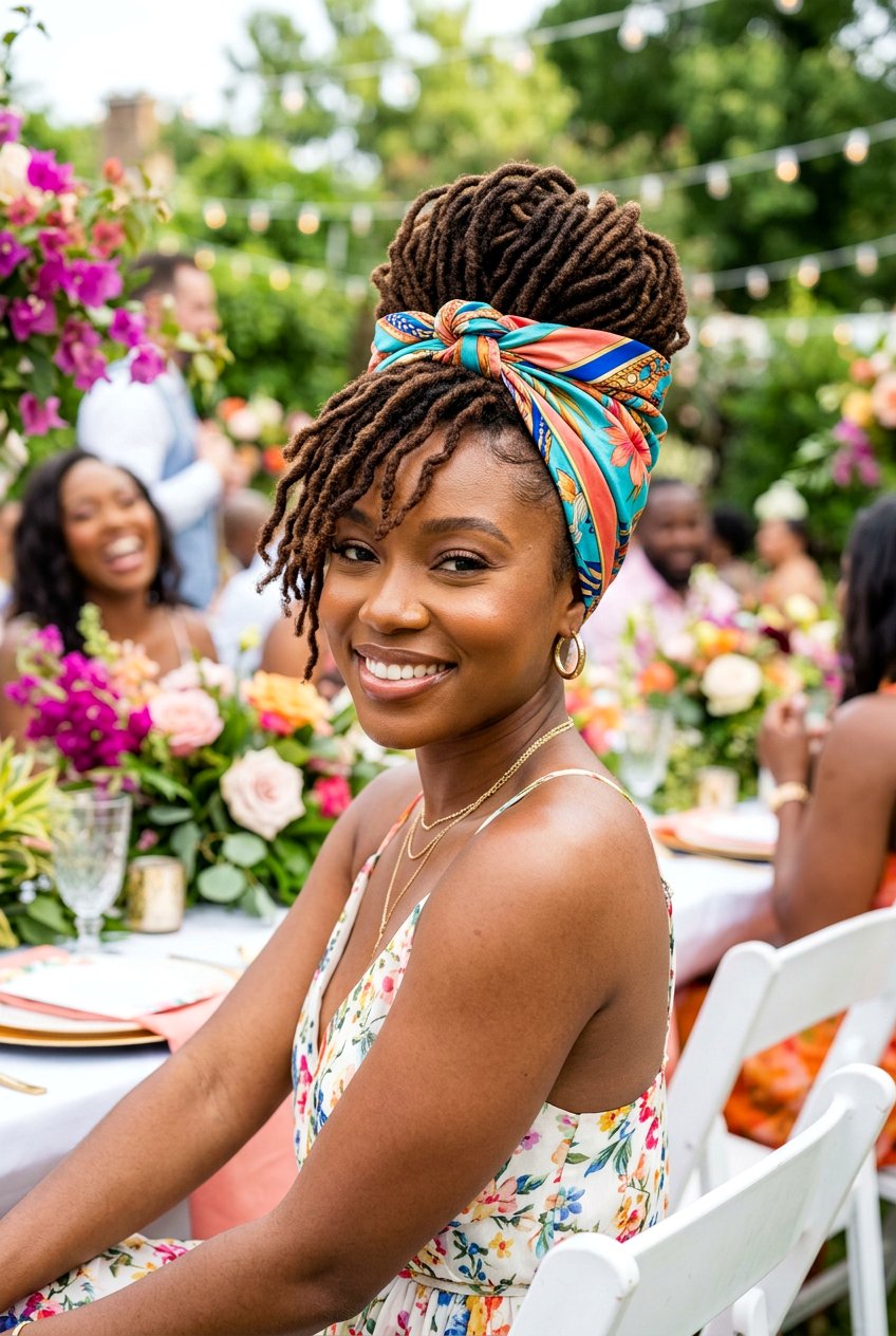 Loc Pineapple Updo - 20 loc styles for wedding guests - 20 loc styles for wedding guests