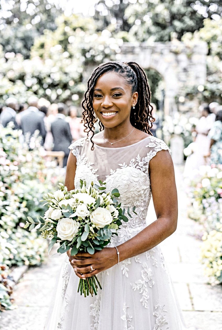 Loc Ponytail With Face Framing Tendrils - 20 bridal hairstyle for loc ponytail - 20 bridal hairstyle for loc ponytail