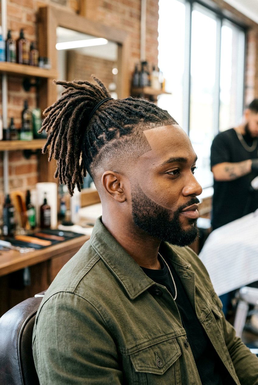 Loc Ponytail With Fade - 20 loc ponytail for black men - 20 loc ponytail for black men