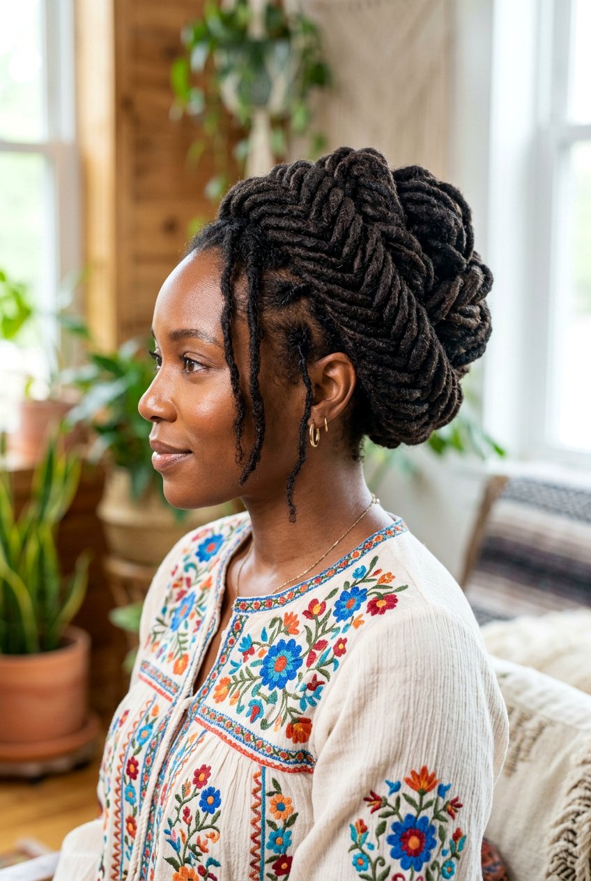 Loc fishtail updo - 20 loc updo hairstyles - 20 loc updo hairstyles