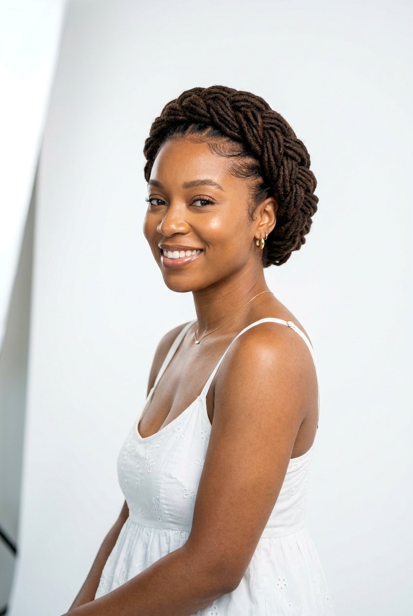 Loc halo braid - 20 loc updo hairstyles - 20 loc updo hairstyles