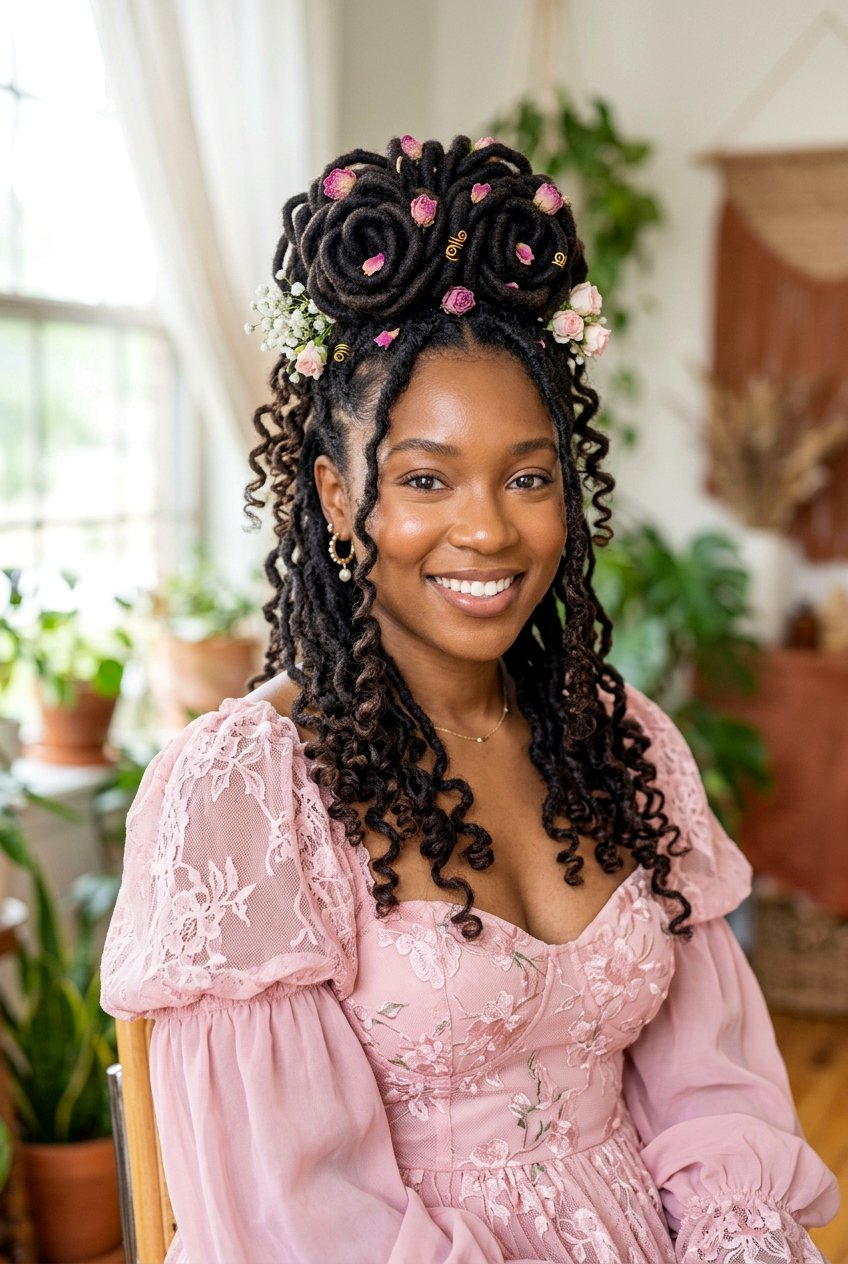 20 Beautiful Loc Petal Bun Hairstyle Ideas You Need to Try