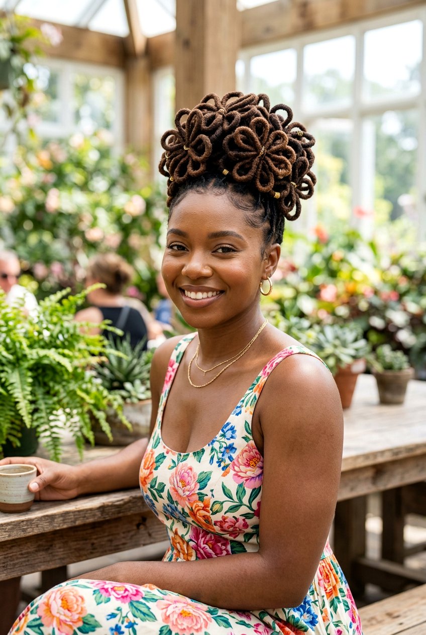 Loc petal bun - 20 loc updo hairstyles - 20 loc updo hairstyles