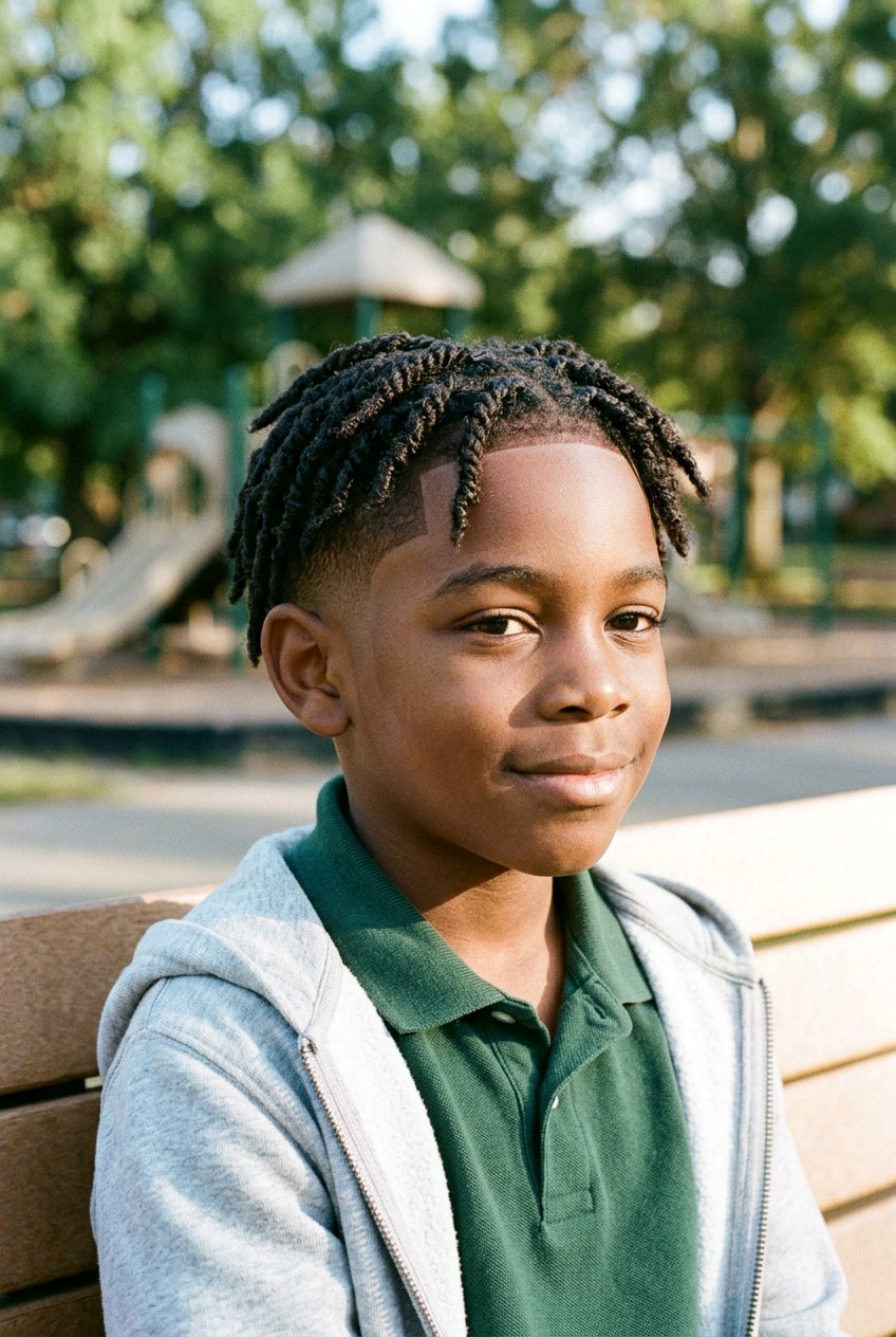 Locd Up Top Knot Starter Locs with Mid Taper Fade - 20 boys starter loc styles with taper fade - 20 boys starter loc styles with taper fade