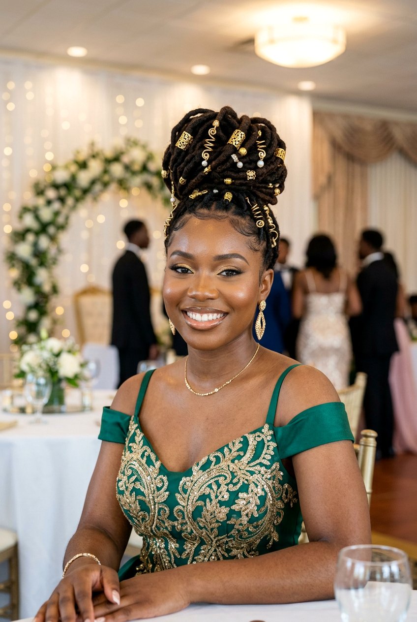 Locs Updo With Accessories - 20 black women prom hairstyle ideas - 20 black women prom hairstyle ideas