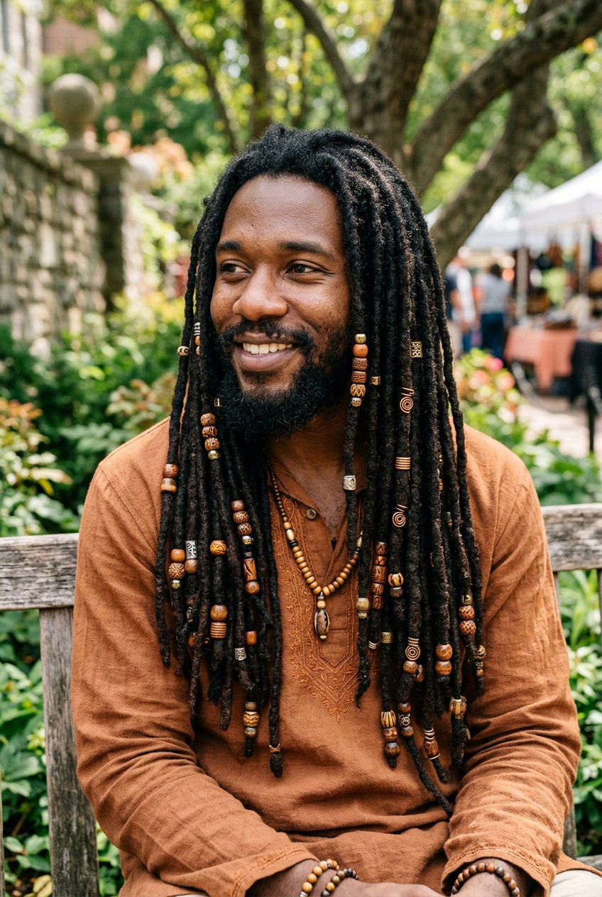 Locs With Beads - 20 long loc styles for black men - 20 long loc styles for black men