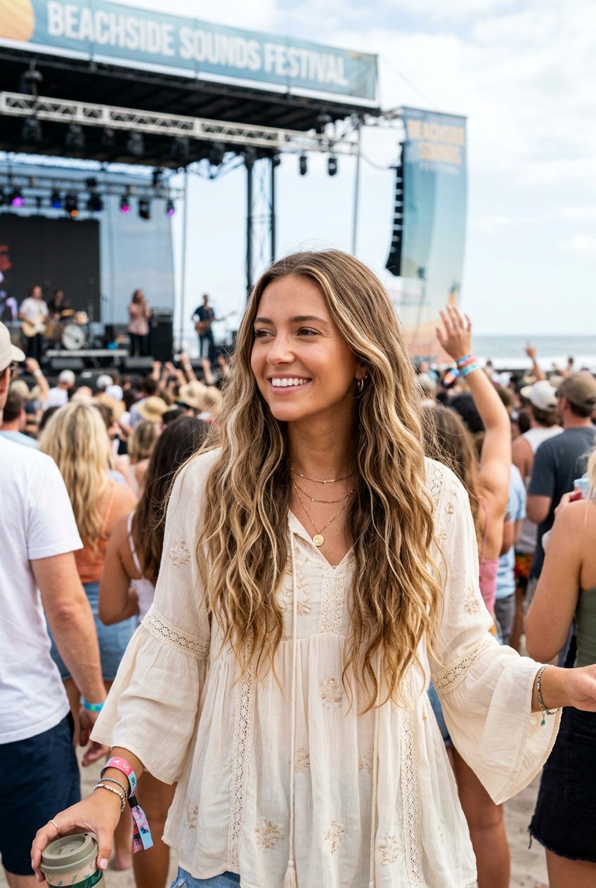 Long Beach Waves For Concerts - 20 concert hairstyles for long hair - 20 concert hairstyles for long hair