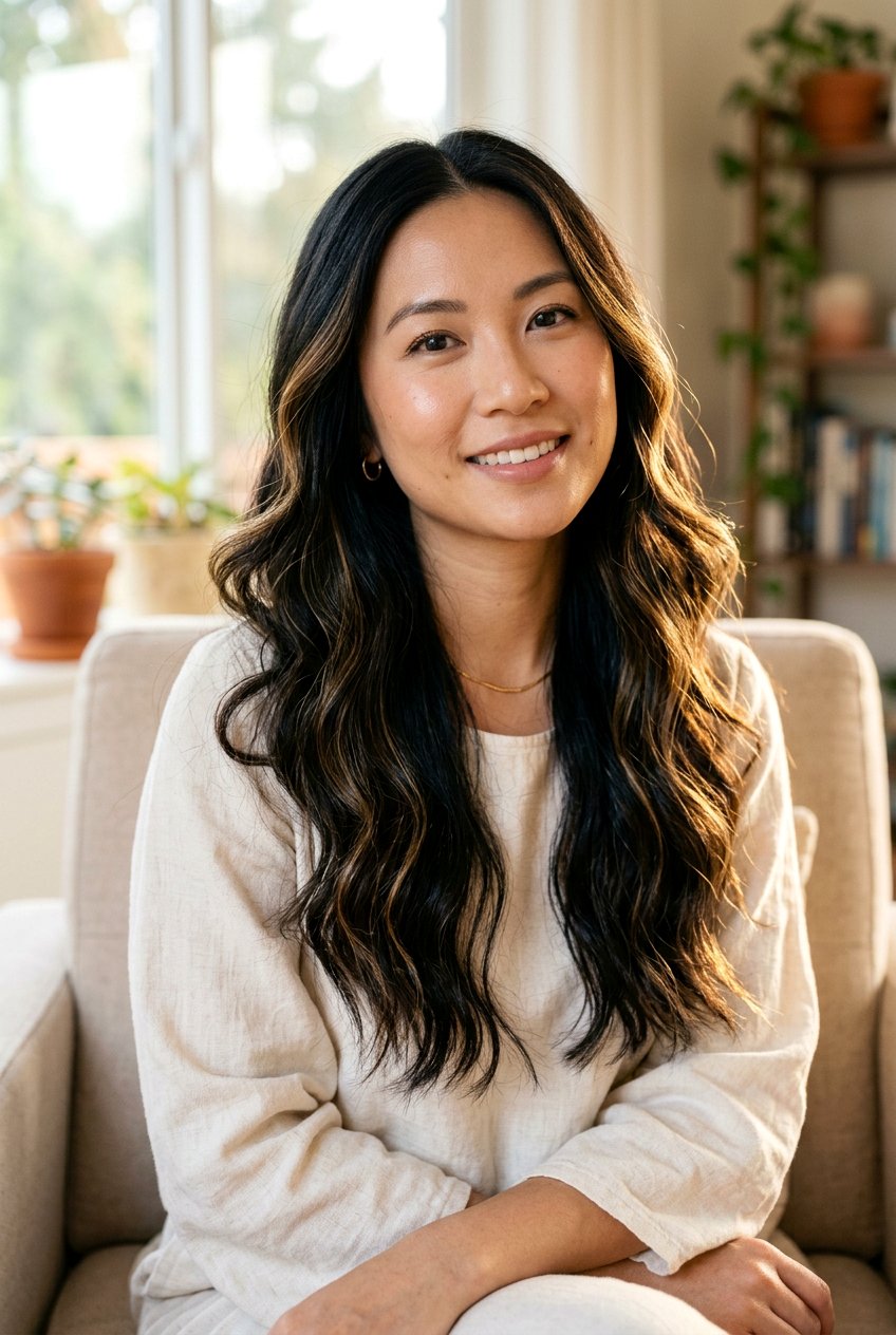 Long Black Hair With Honey Babylights - 20 black hair with honey babylights - 20 black hair with honey babylights