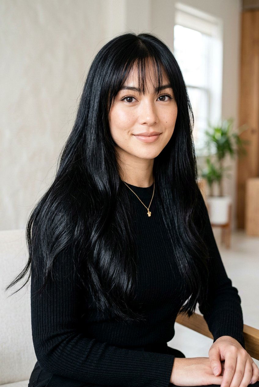 Long Black Hair With Wispy Bangs - 20 long hair with wispy bangs - 20 long hair with wispy bangs