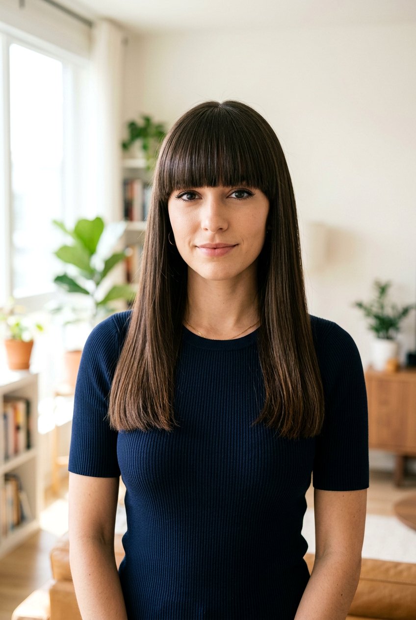 Long Blunt Bangs With Straight Hair - 20 blunt bangs for straight hair - 20 blunt bangs for straight hair