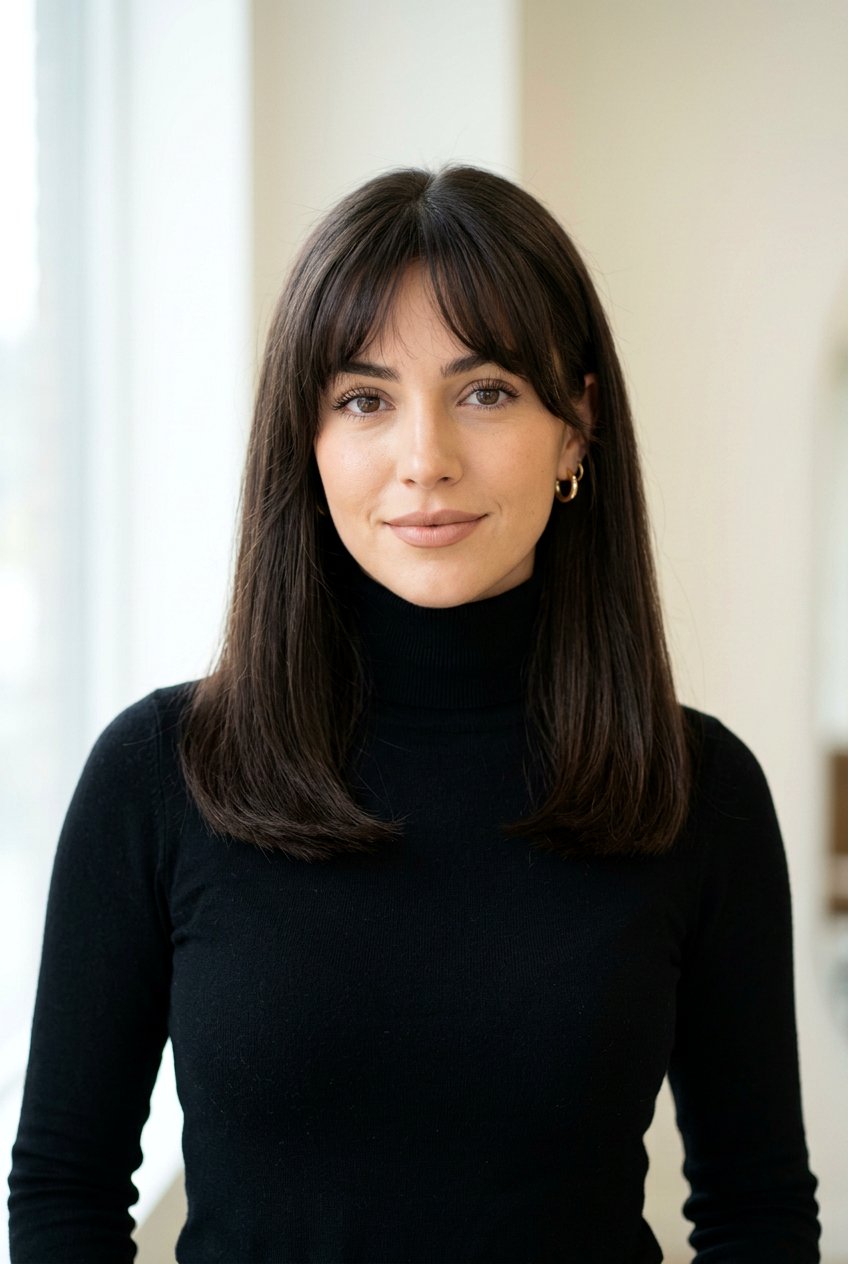 Long Blunt Cut With Bottleneck Bangs - 20 long haircut with bottleneck bangs - 20 long haircut with bottleneck bangs