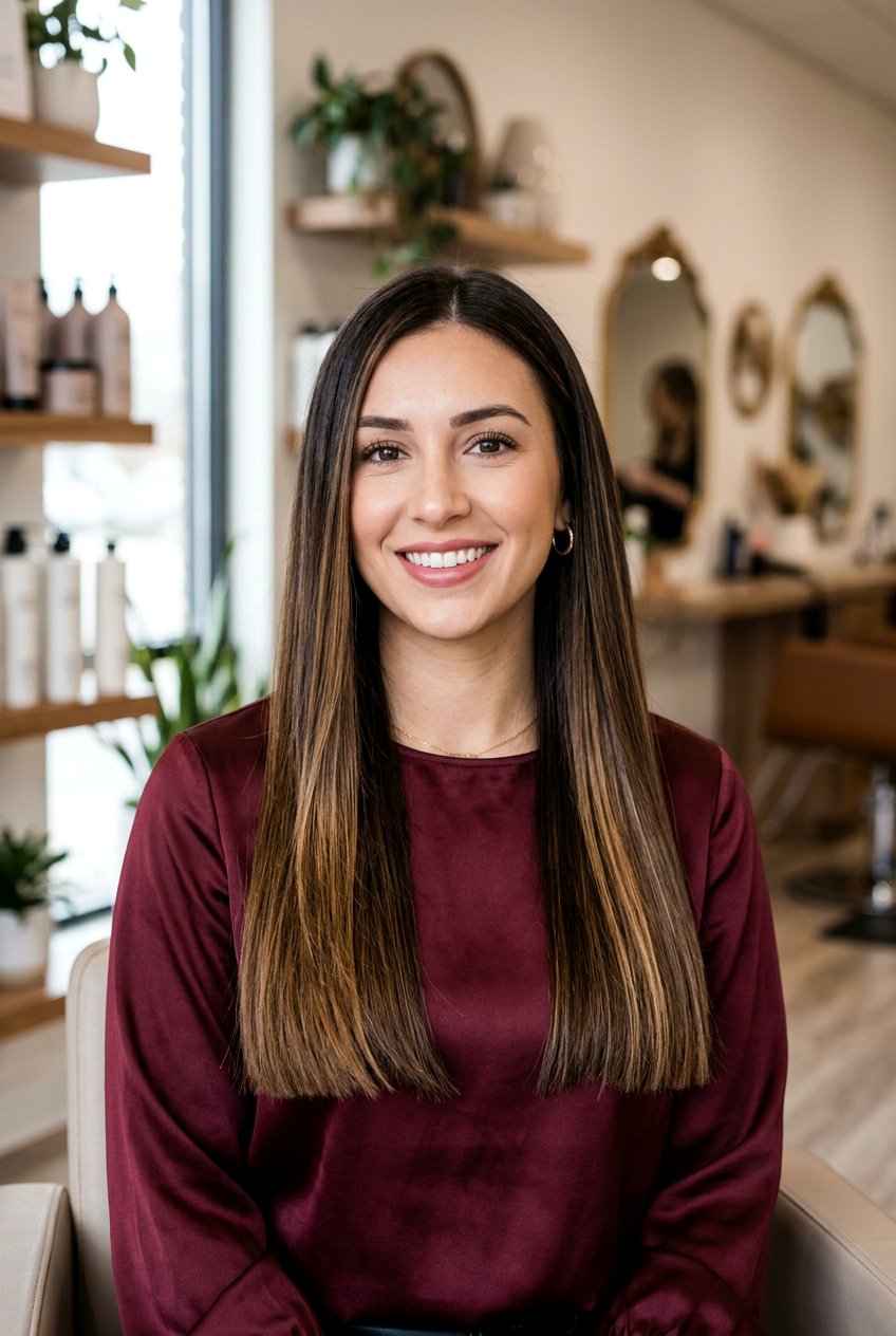 Long Blunt Cut With Brunette Balayage - 20 long blunt haircut for straight hair - 20 long blunt haircut for straight hair