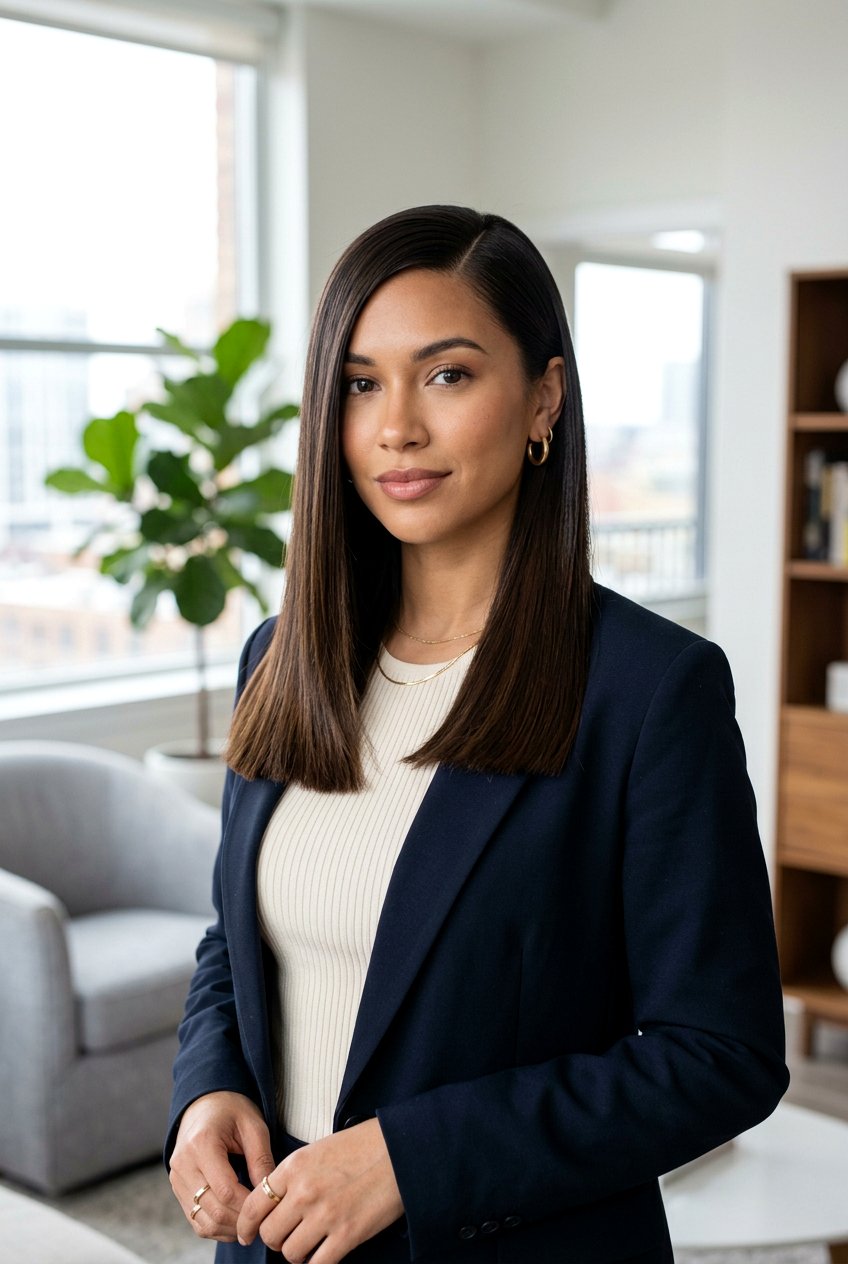 Long Blunt Cut With Deep Side Part - 20 long haircut with deep side part - 20 long haircut with deep side part