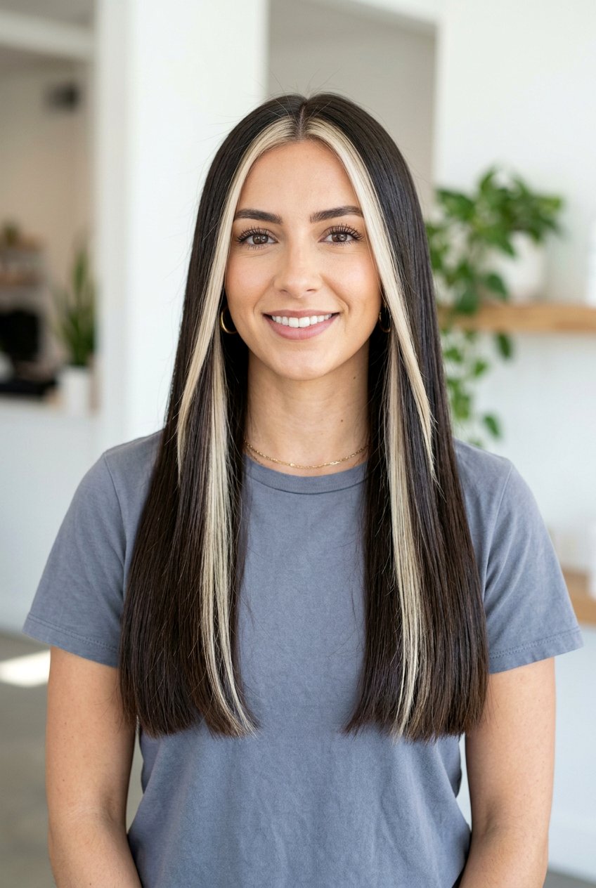 Long Blunt Cut With Money Piece Highlights - 20 long blunt haircut for straight hair - 20 long blunt haircut for straight hair