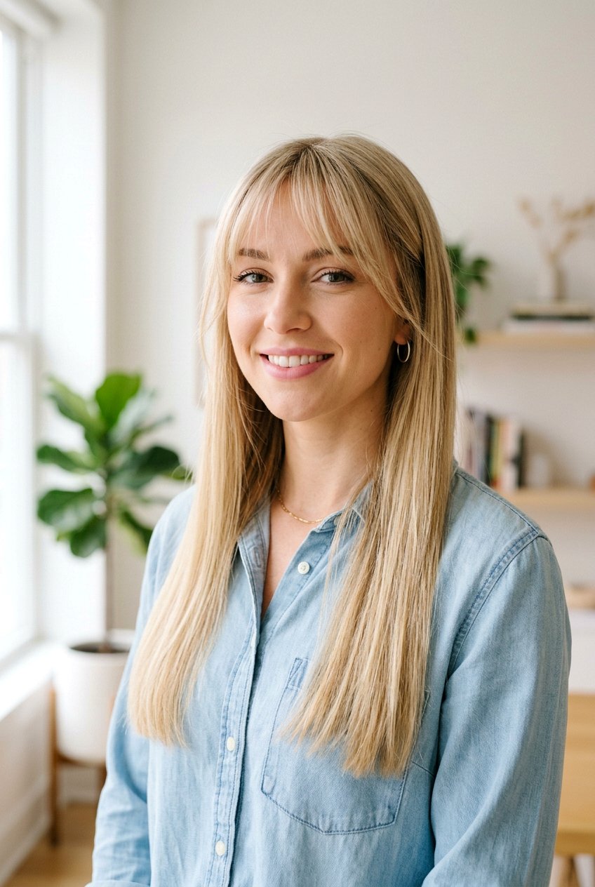 Long Blunt Cut With Wispy Bangs - 20 long blunt haircut for straight hair - 20 long blunt haircut for straight hair