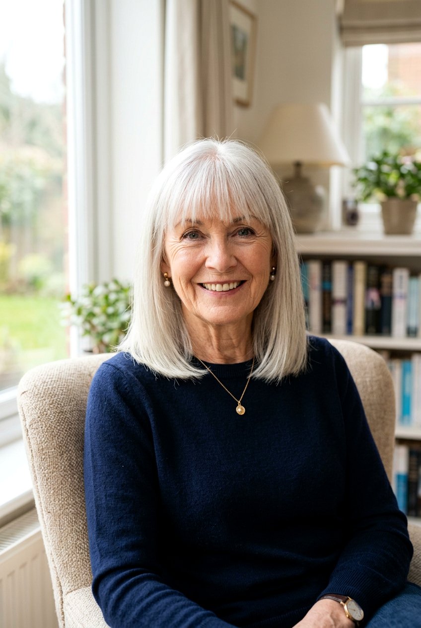 Long Bob With Bangs - 20 best haircuts for women over 70 - 20 best haircuts for women over 70