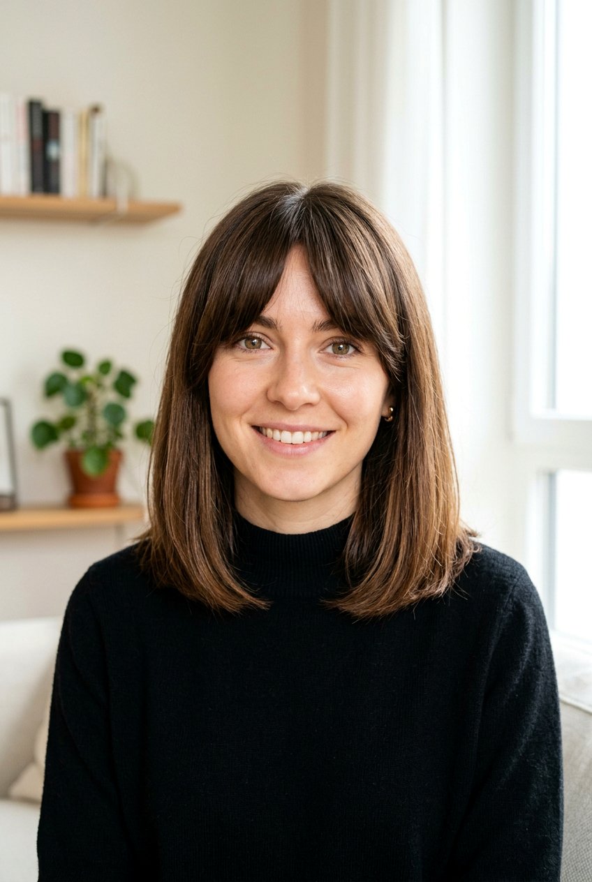 Long Bob With Thick Curtain Bangs - 20 long bob with curtain bangs - 20 long bob with curtain bangs