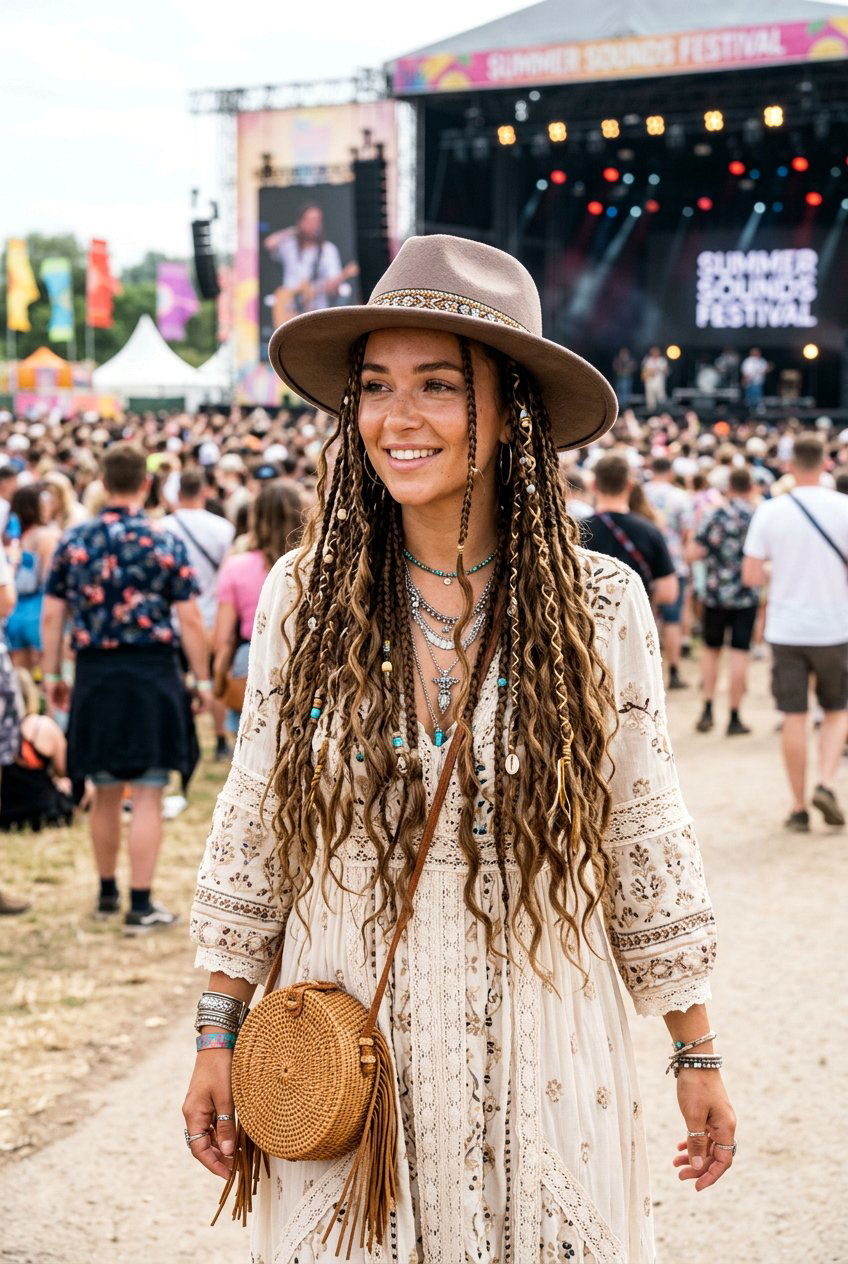 Long Boho Braids For Concerts - 20 concert hairstyles for long hair - 20 concert hairstyles for long hair