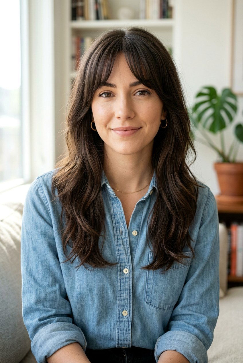 Long Bottleneck Bangs Cut - 20 low maintenance haircut for long thick hair - 20 low maintenance haircut for long thick hair