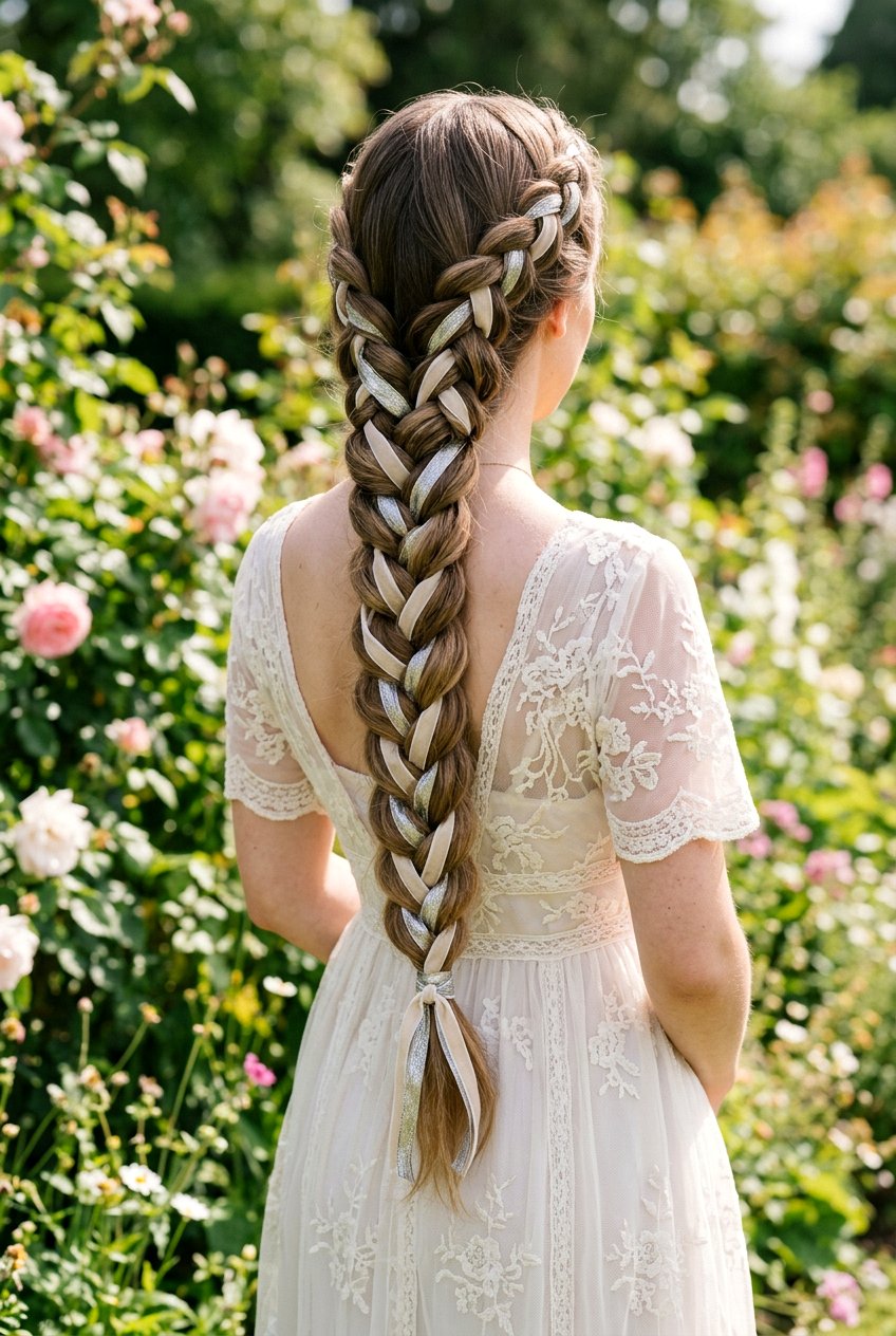 Long Braid With Ribbons - 20 bridal hair ideas for women - 20 bridal hair ideas for women