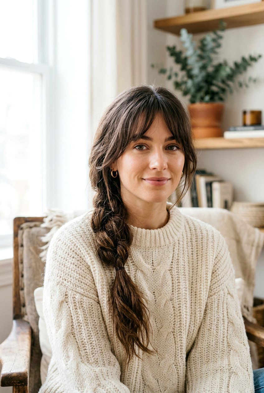 Long Braided Hair With Bottleneck Bangs - 20 long haircut with bottleneck bangs - 20 long haircut with bottleneck bangs