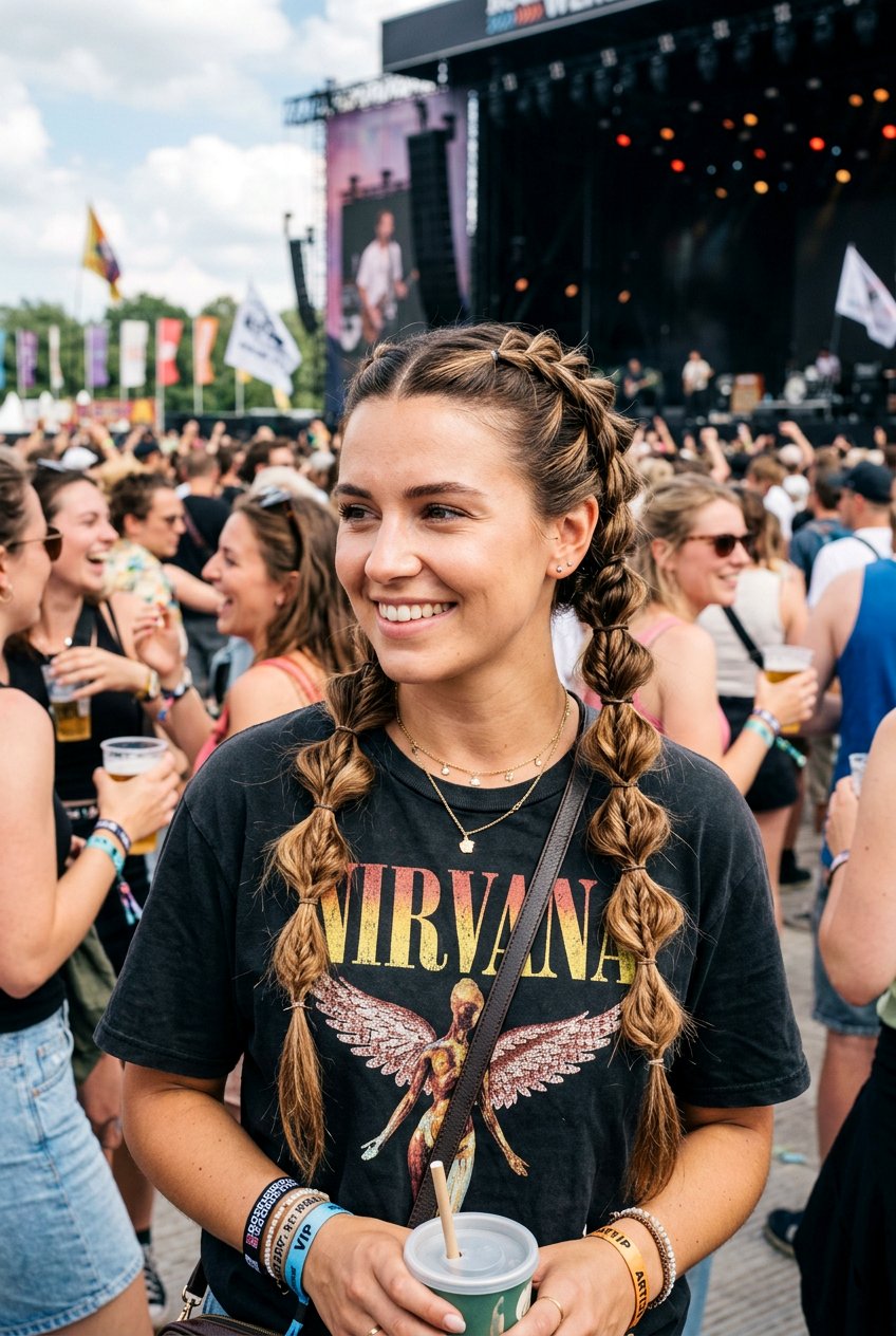 Long Braided Pigtails For Concerts - 20 concert hairstyles for long hair - 20 concert hairstyles for long hair