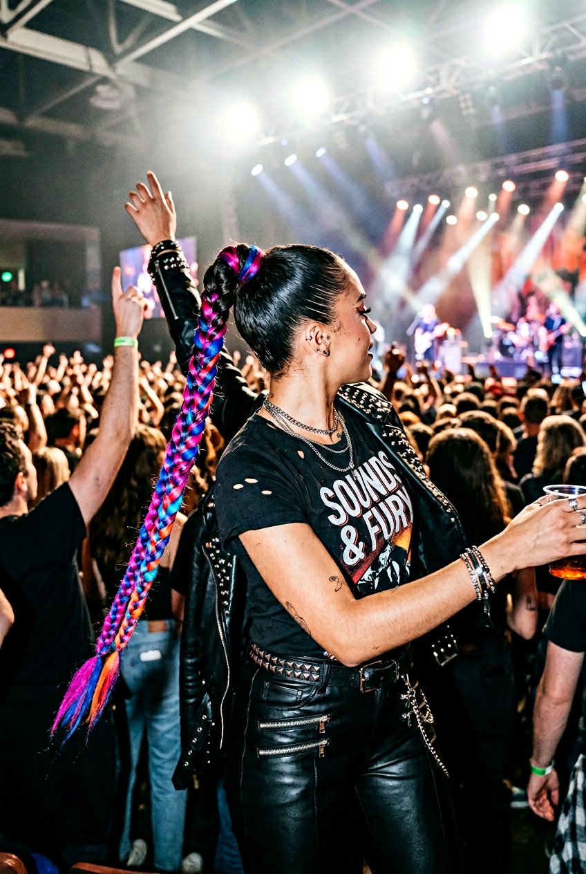 Long Braided Ponytail For Concerts - 20 concert hairstyles for long hair - 20 concert hairstyles for long hair