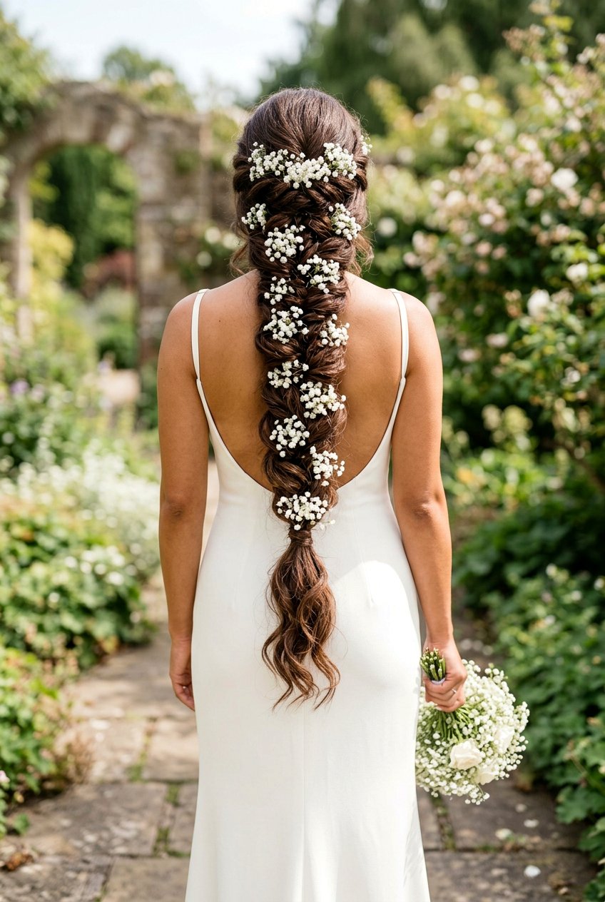 Long Bridal Braid With Babys Breath For Thick Hair - 20 bridal braid with babys breath - 20 bridal braid with baby’s breath