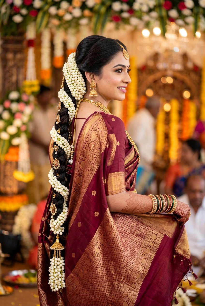 Long Bridal Braid With Gajra - 20 south asian bridal braid hairstyle - 20 south asian bridal braid hairstyle