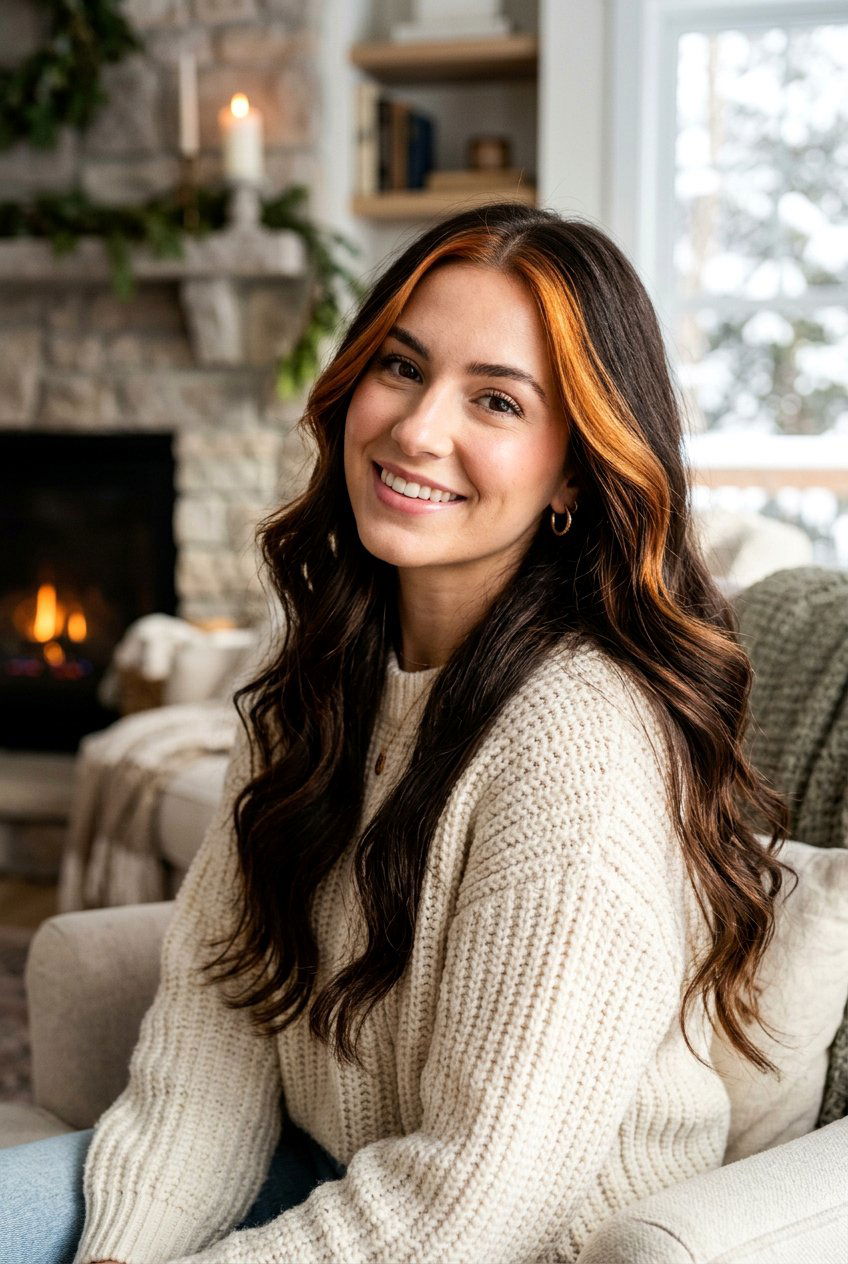 Long Brunette Hair With Copper Money Piece - 20 brunette hair with copper money piece - 20 brunette hair with copper money piece