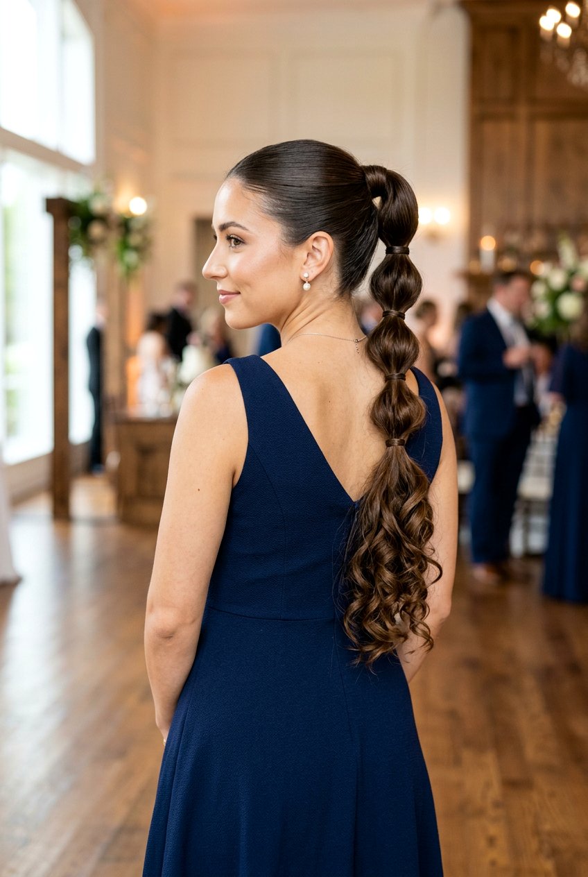 Long Bubble Ponytail With Curly Ends - 20 bubble ponytail for long hair - 20 bubble ponytail for long hair