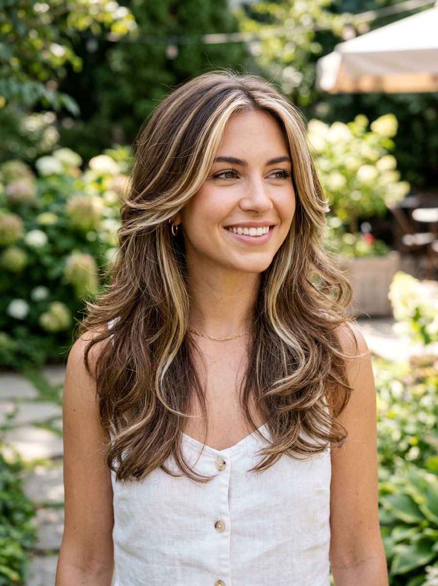 Long Butterfly Haircut With Face Framing Highlights - 20 elegant butterfly haircut for long hair - 20 elegant butterfly haircut for long hair