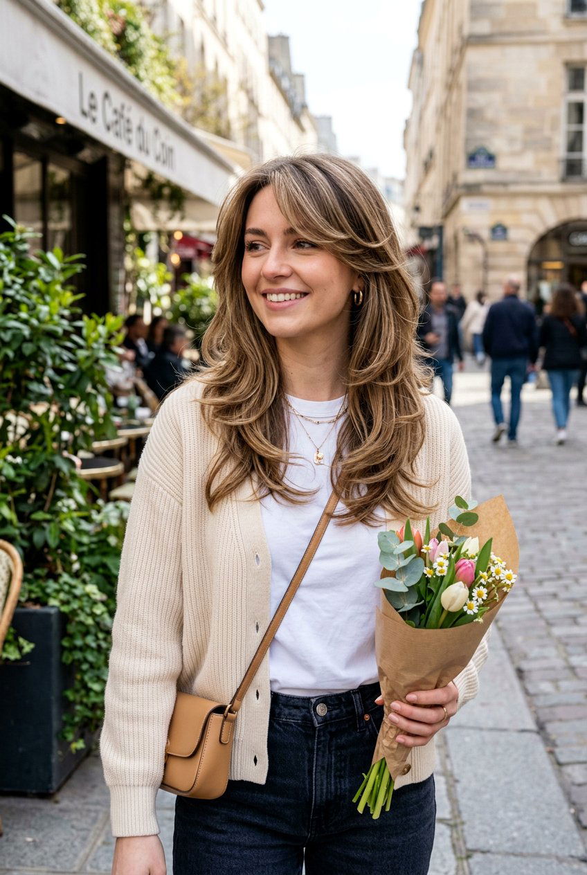 Long Butterfly Layers With Swept Side Bangs - 20 butterfly layers with side bangs - 20 butterfly layers with side bangs