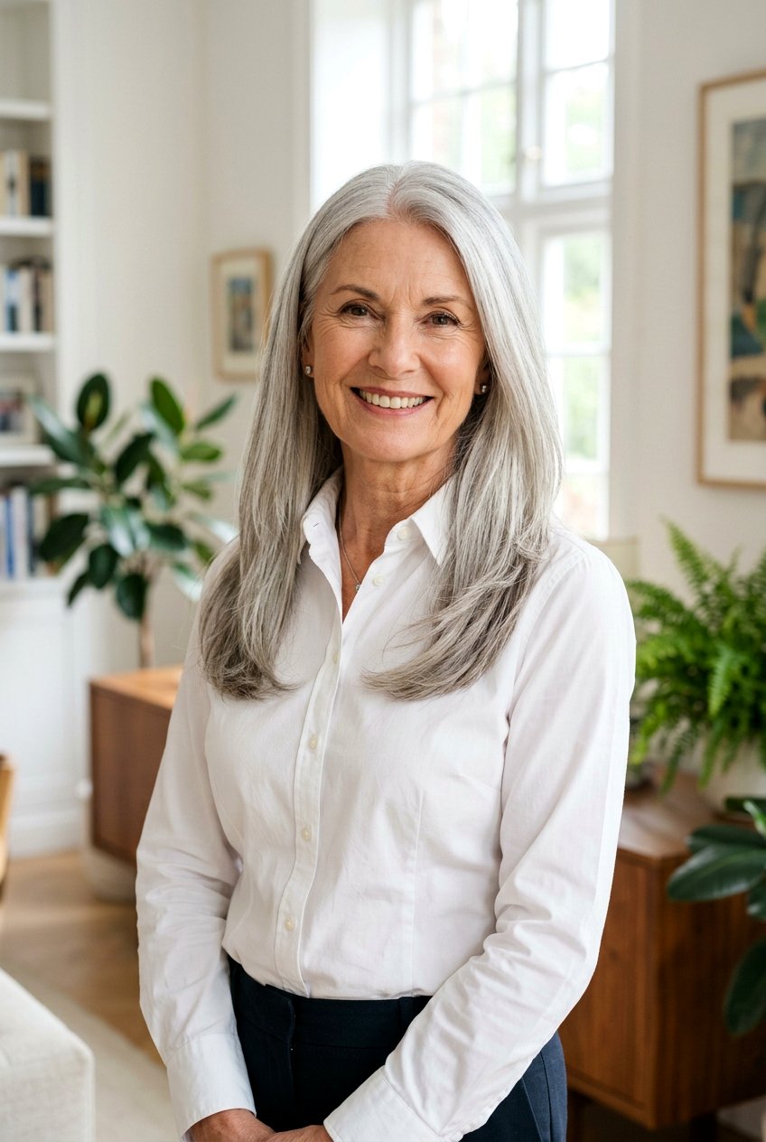 Long Center Parted Haircut for Women Over 70 - 20 long haircut for women over 70 - 20 long haircut for women over 70