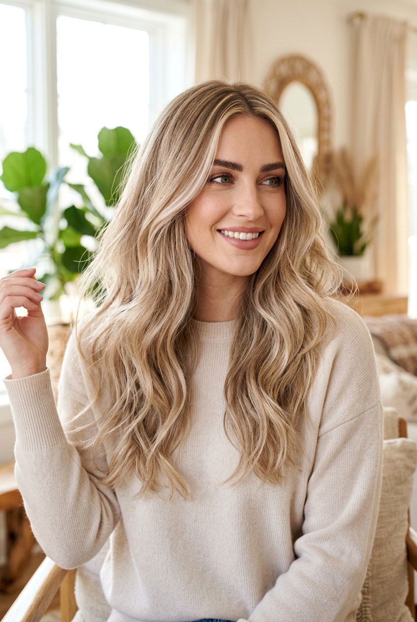 Long Champagne Beige Blonde With Face Framing - 20 champagne beige blonde hair - 20 champagne beige blonde hair