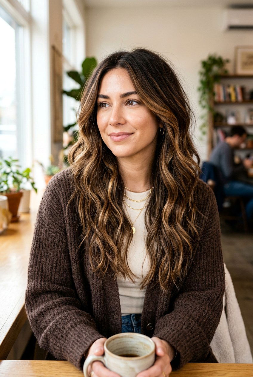 Long Choppy Layers With Brunette Balayage - 20 choppy layers for long hair - 20 choppy layers for long hair