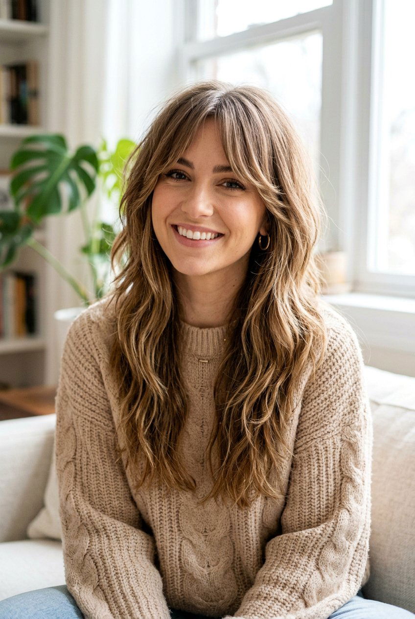 Long Choppy Layers With Curtain Bangs - 20 choppy layers for long hair - 20 choppy layers for long hair