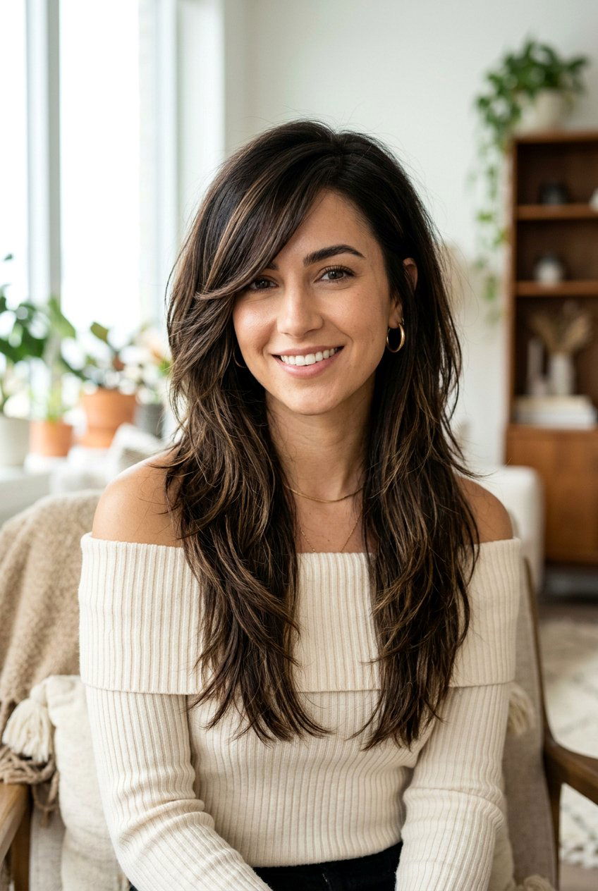 Long Choppy Layers With Side Bangs - 20 choppy layers for long hair - 20 choppy layers for long hair