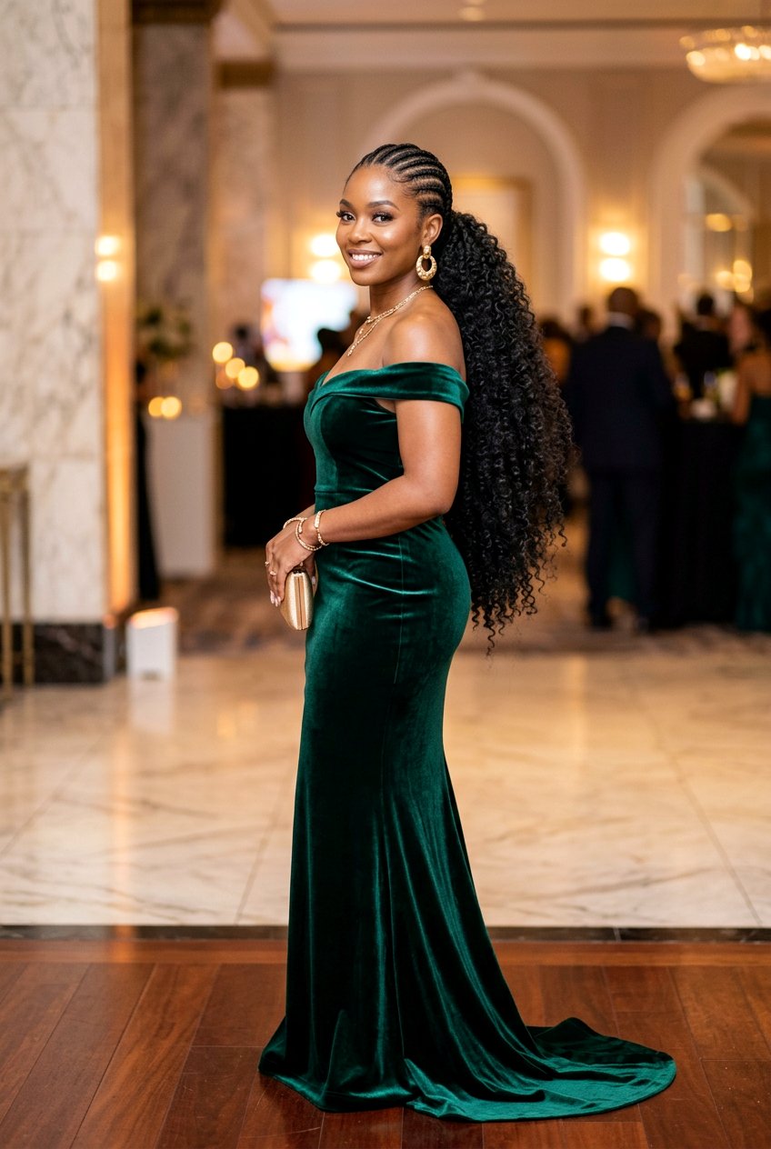 Long Cornrows With Curly Ponytail - 20 cornrows with curly ponytail - 20 cornrows with curly ponytail