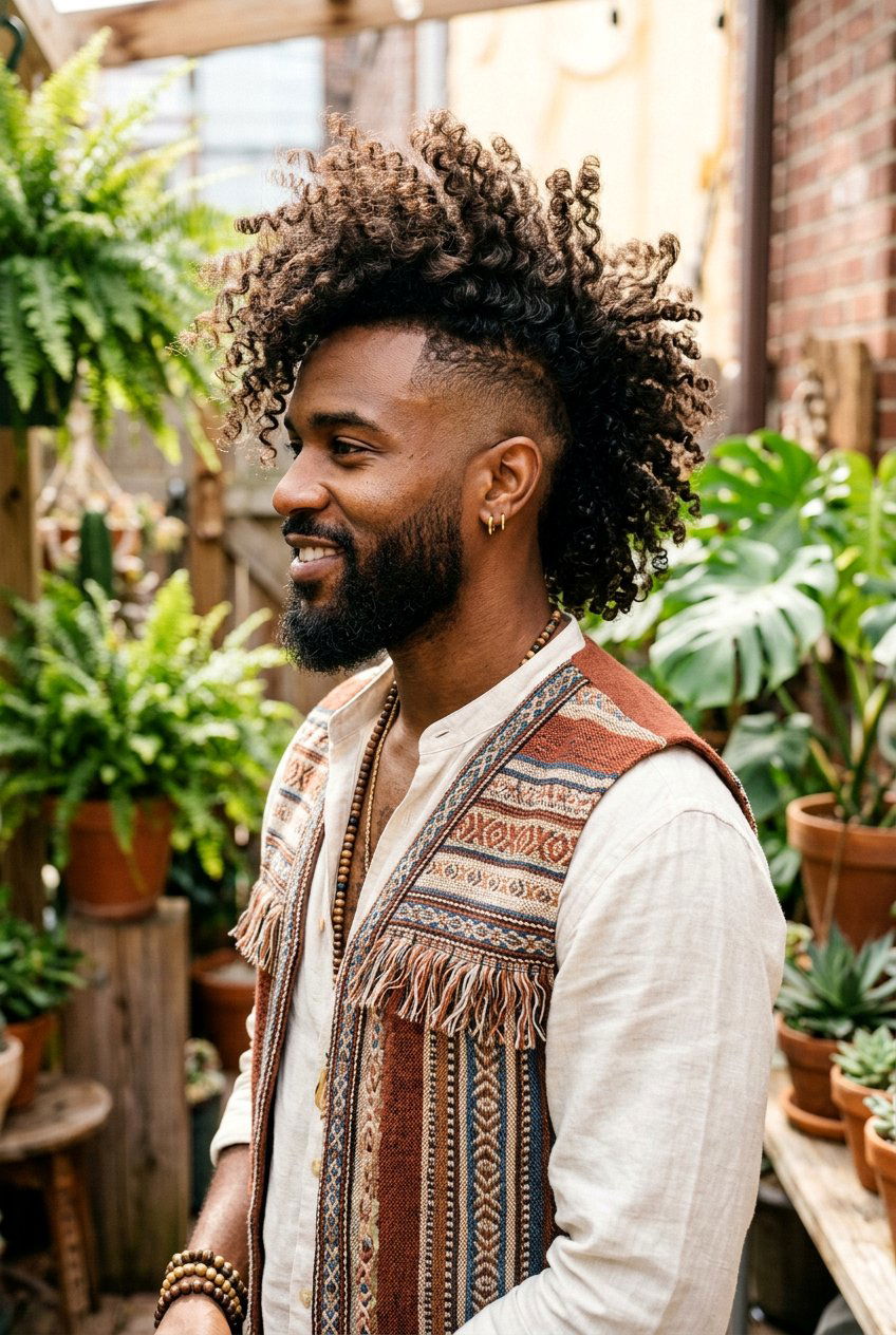 Long Curly Burst Fade Mohawk - 20 burst fade mohawk men curly hair - 20 burst fade mohawk men curly hair