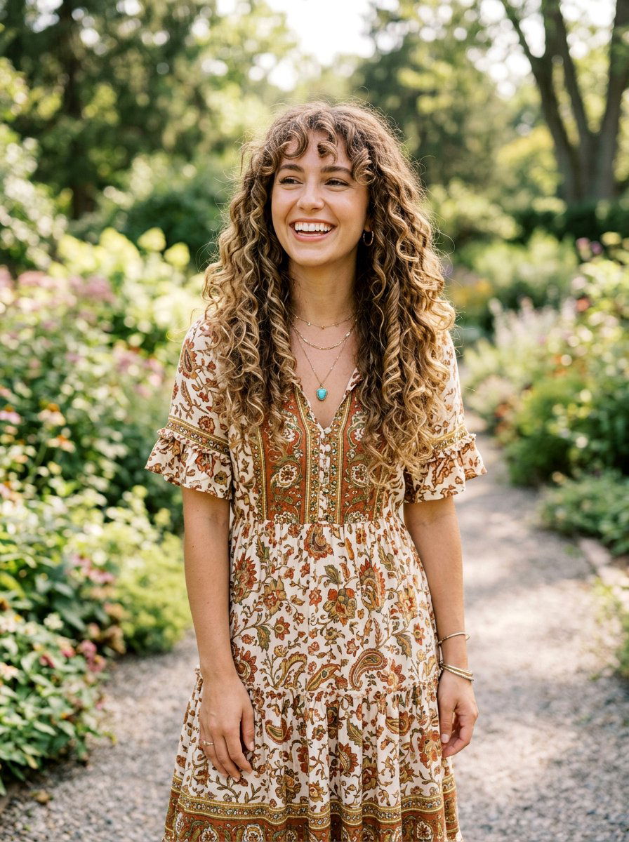 Long Curly Cut With Curtain Bangs - 20 haircut for 3a curly hair - 20 haircut for 3a curly hair