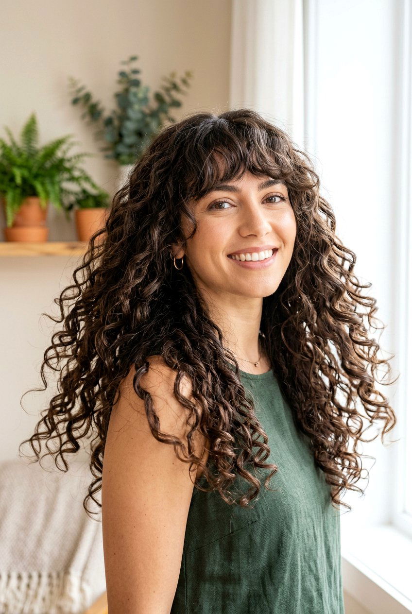 Long Curly Hair With Bangs - 20 curly hair with bangs - 20 curly hair with bangs