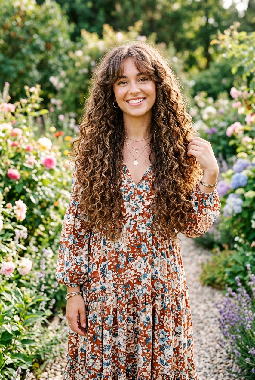 Long Curly Hair With Curtain Bangs - 20 curly curtain bangs hairstyle - 20 curly curtain bangs hairstyle