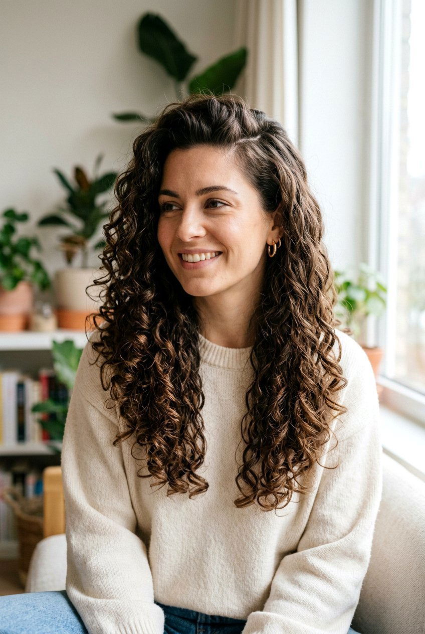 Long Curly Hair With Deep Side Part - 20 long haircut with deep side part - 20 long haircut with deep side part