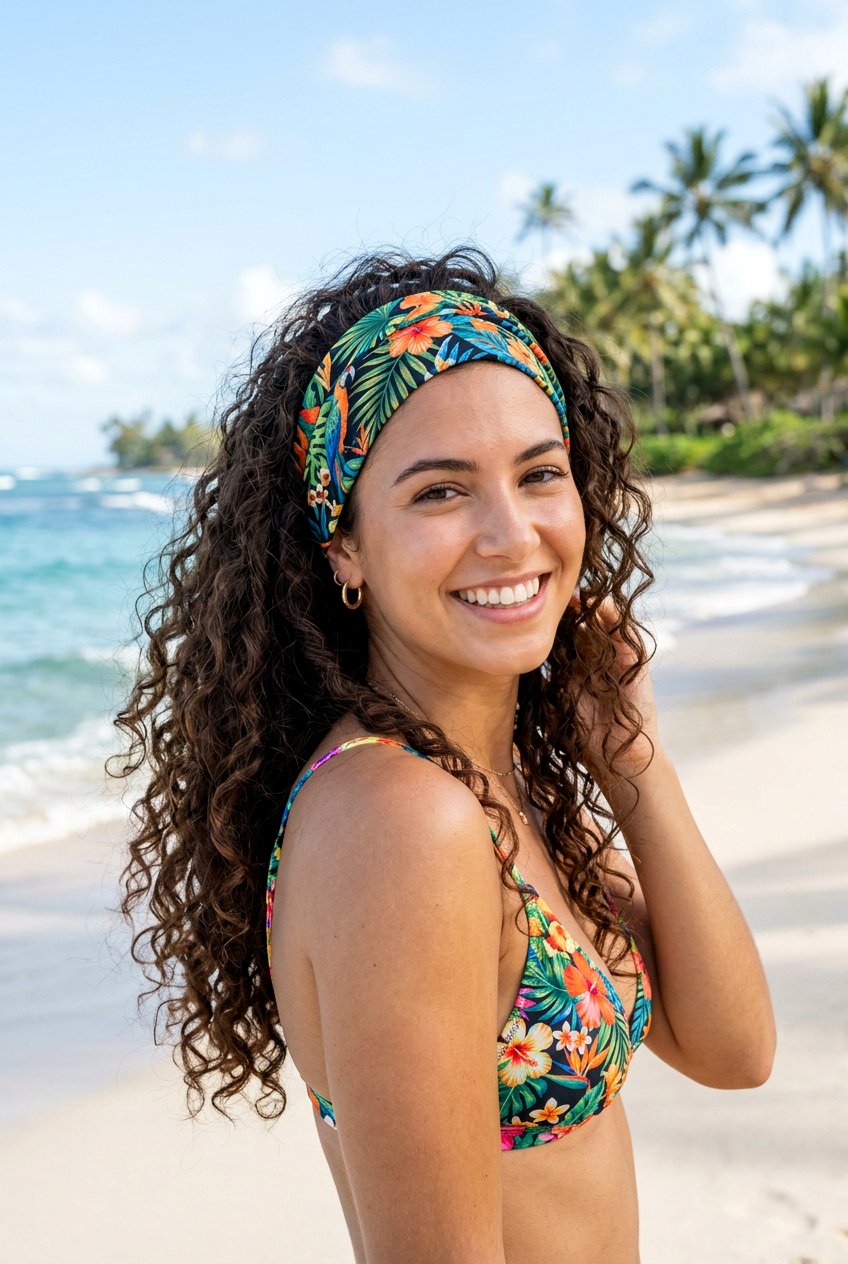 Long Curly Hair With Headband - 20 beach hairstyle for long curly hair - 20 beach hairstyle for long curly hair
