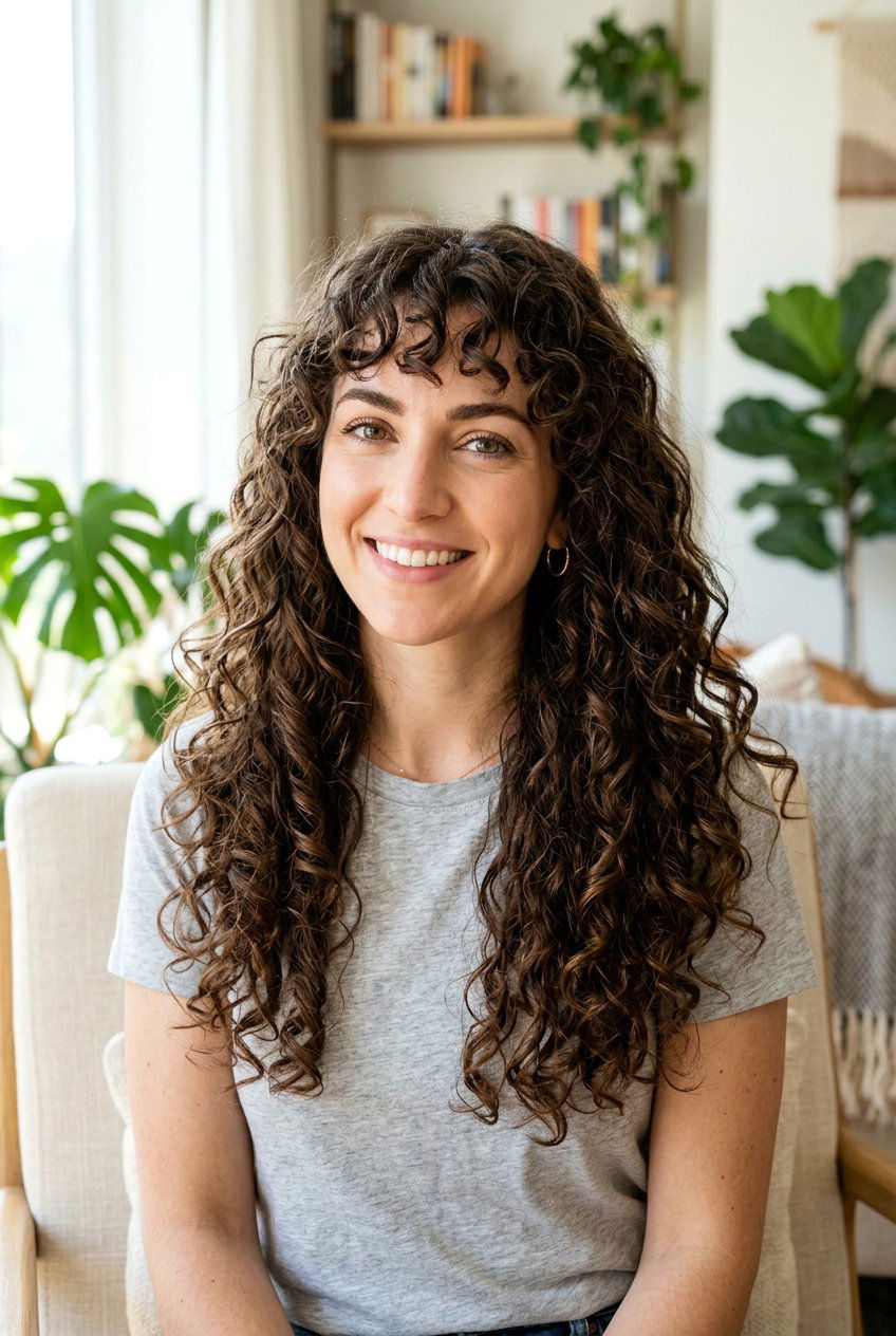 Long Curly Hair With Layered Bangs - 20 curly layers for long hair women - 20 curly layers for long hair women