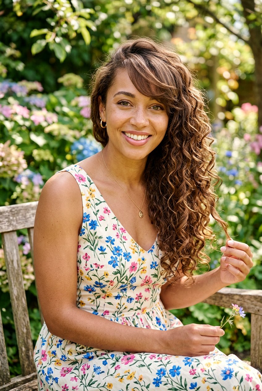 Long Curly Hair With Side Swept Bangs - 20 curly haircut with side bangs - 20 curly haircut with side bangs